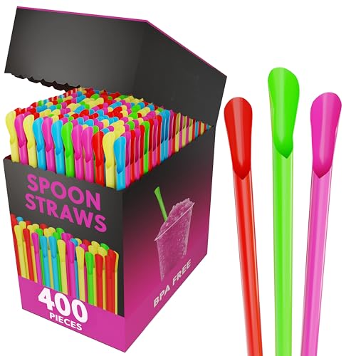 Sno-Cone Spoon Straws (400 Mixed Neon)