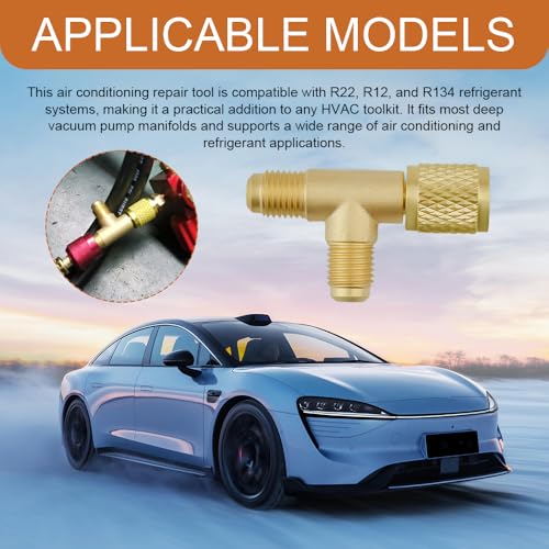 Adaptador Valvula Tee 1/4in 2 Piezas HVAC Laton miniatura 6