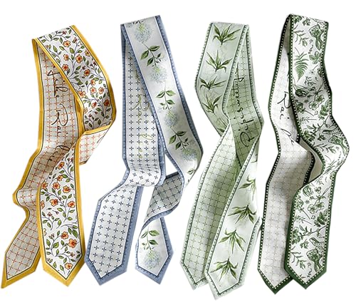 WENLOOY 4 Pack Leopard Purse Scarf Bags for Women Handbag Scarfs Band Lightweight Skinny Hair Neck Accessories Fashion Gifts