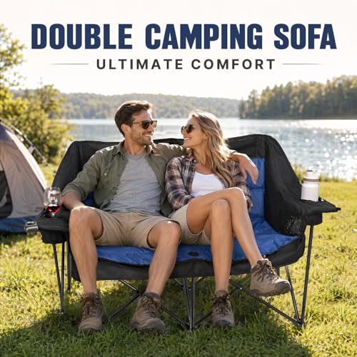 Sillón para Camping Doble para Adultos, Sofá Plegable Sobredimensionado para 2 Personas, Portátil para Césped y Patio miniatura 3