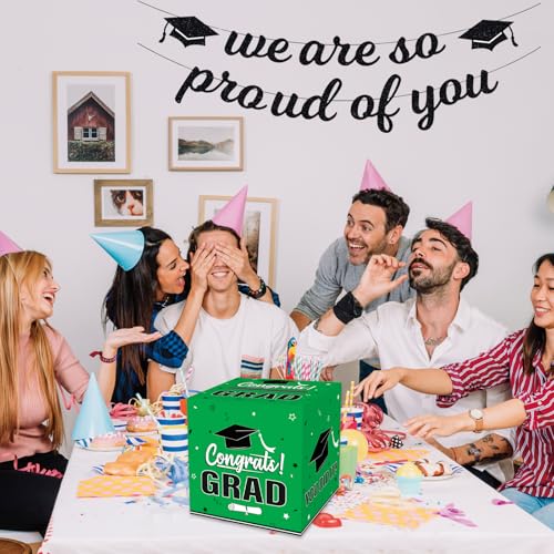 Image of Graduation Card Box 2026, Green Foldable Cardboard Card Box for Party, 2026 Graduation Party Decorations, Green Graduation box