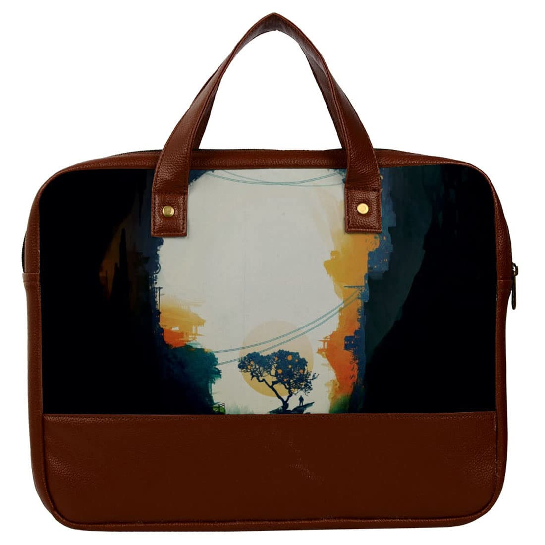 Crazyify Morning Vibes Art Printed Leather Laptop Bag For Men & Women | Leather Laptop Bags/Briefcase with Screen Size Up to 15.6 Inch (B0B46CF4ZT) Amazon Price History, Amazon Price Tracker