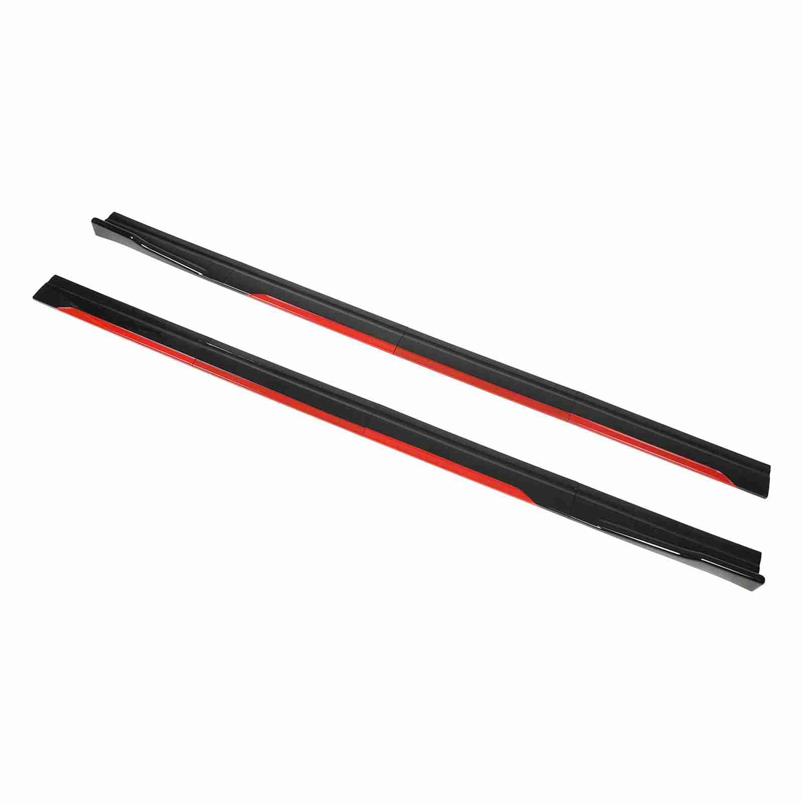 Faldón Lateral con Diseño de Carrocería de Coche con Ala Difusora de Divisores, Borde Rojo Negro Brillante, Ajuste Universal para. y