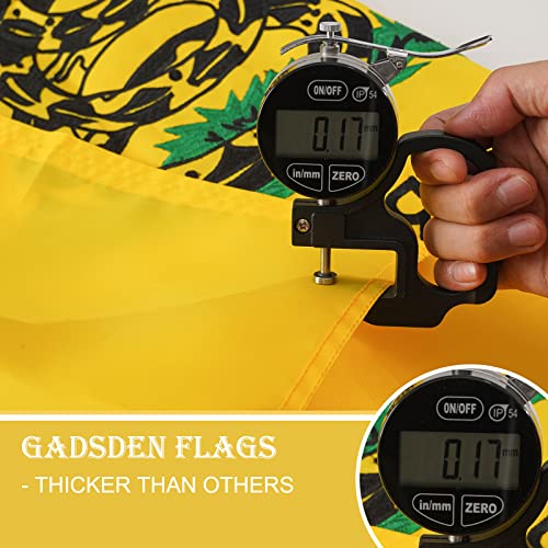 Bradford Dont Tread On Me Flag 3X5 Ft Outdoor Made In Usa, Embroidered Gadsden Flag Heavy Duty Rattlesnake Flags Banner With 2 Brass Grommets #TOP3