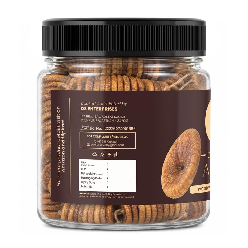 Image of ELVORA HARVEST Dried Afghani Anjeer 100G | Healthy Dry Fruit Snacks | Dried Figs | Rich Source Of Fibre Calcium & Iron | Low In Calories And Fat Free Snacking Dieting