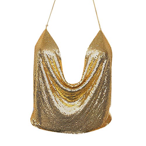 TOPUNDER 2018 Women Sexy V-Neck Tank Halter Backless Chain Vest Sequined Gold