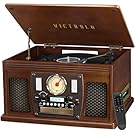Victrola Navigator 8-in-1 Bluetooth Record Player with Built-in Speakers– 3 Speed Turntable, CD Player, Cassette, FM Radio, USB, RCA Out, Headphone Jack, Wireless Music Streaming, Real Wood (Espresso)