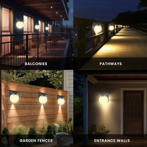 Image of hardoll Solar Wall Light Outdoor Waterproof 6 LED Solar Lights for Garden, Home & Decoration Lamp for Home Exterior (Warm White,Pack of 2)