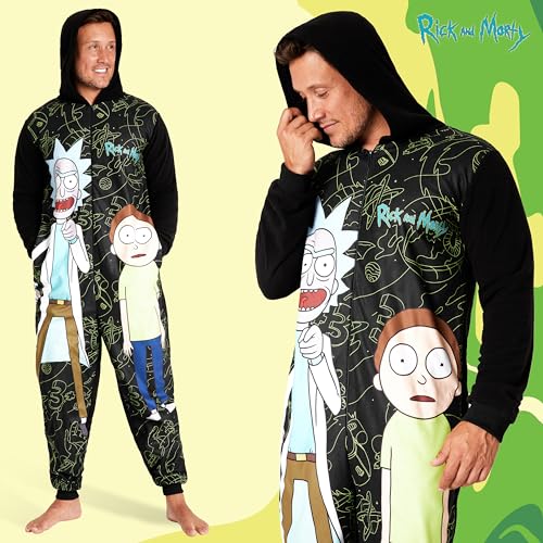 Rick and Morty Adult Hooded Fluffy Fleece Pyjama for Men and Teenagers - Lounge Wear M-3XL - Gifts for Men3