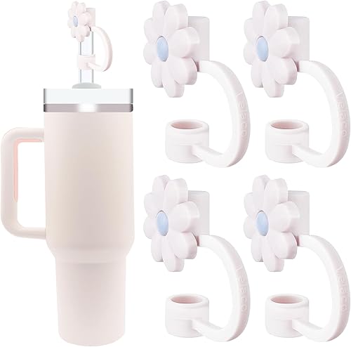 Miniatura 8 de 4 fundas de silicona para popotes compatibles con Stanley de 30 y 40 onzas, 0.394 in (2564 pulgadas), bonitas tapas de popote a prueba de polvo para