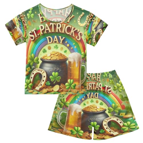 Clover St Patricks Pajama Set Short Sleeve Summer Pajamas Shorts Sets PJ Clothes Set Soft 5Y