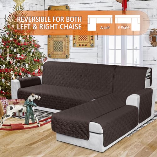 Image of VANSOFY Sectional Couch Covers 100% Waterproof L Shaped Sofa Slipcover 3pcs Reversible Chaise Lounge Cover for Sectional Sofa Furniture Protector Cover for Pets Dog Cat