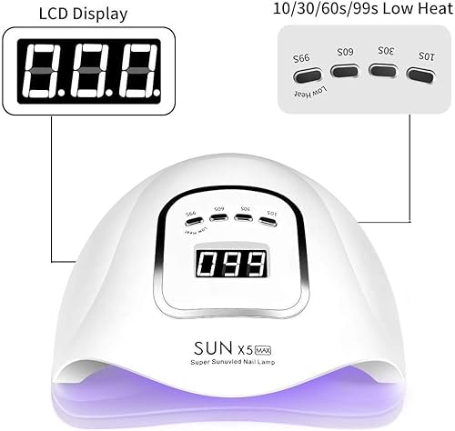 Miniatura 3 de Lámpara de uñas LED UV 150W, Secador profesional de uñas de gel de luz de esmalte, Luz de uñas UV con 4 ajustes de temporizador, Secador LED de gel