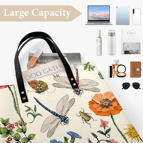 Sac shopping libellule et papillon pour femme 39x39cm - 6