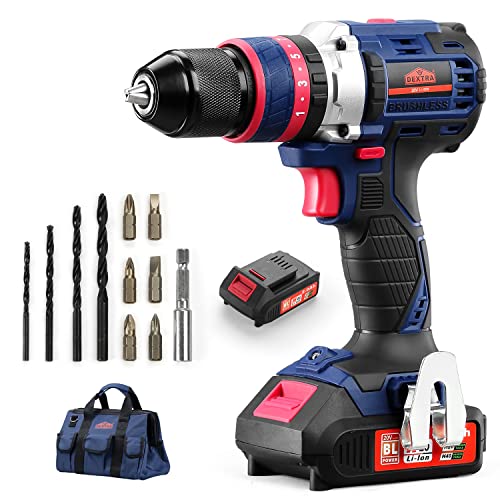 Dextra 20V Cordless Hammer Drill With 2.0Ah Battery And Charger,Brushless Impact Power Drill Drivers With Usb Charger,1/2’’ Keyless Chuck,Built-In Led, 2 Variable Speeds,3 Drilling Modes And Carry Bag #TOP26