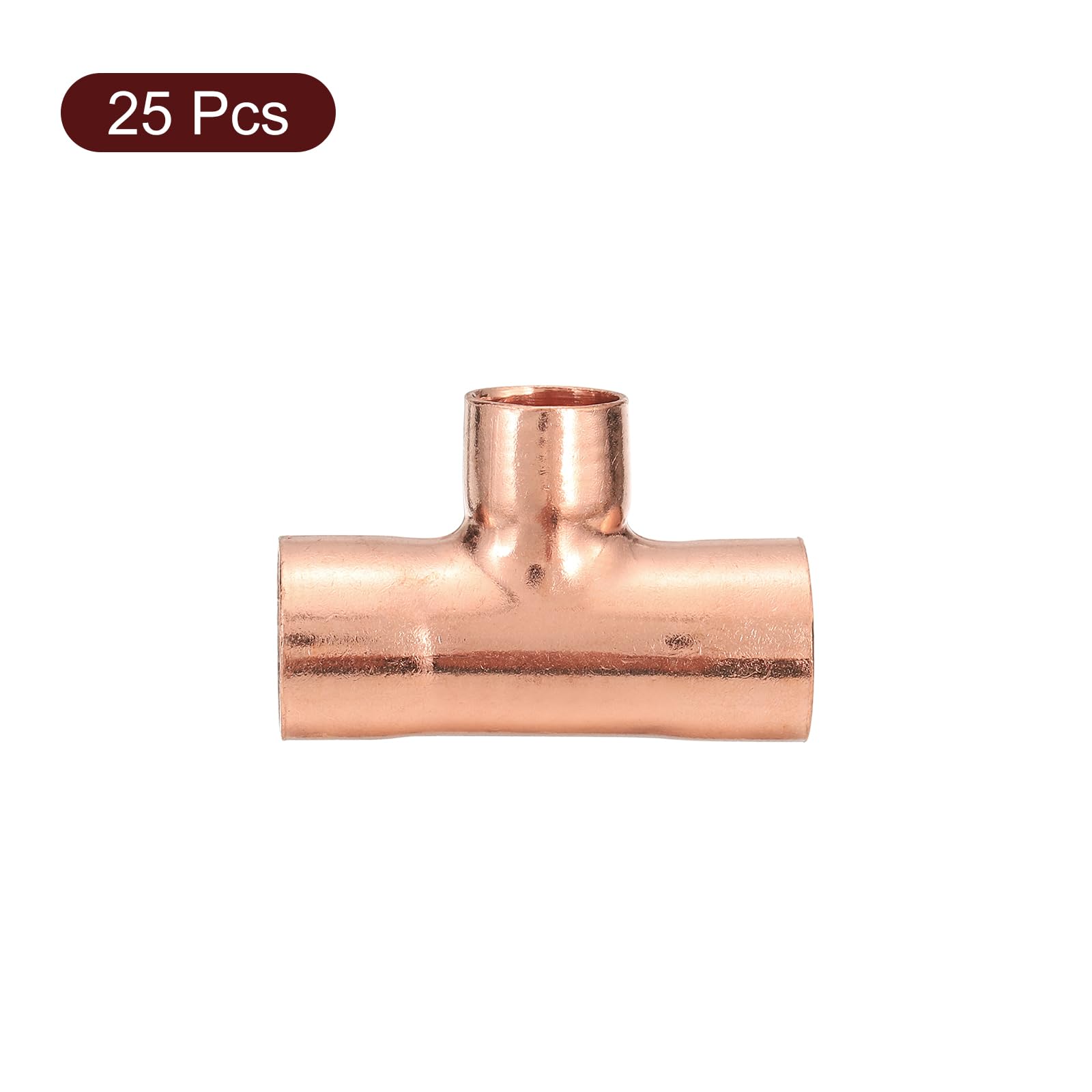 uxcell 25 raccordi a T riduttori in rame da 1/2 "x 3/8" x 1/2" per tubi di pressione ridotti per alimentazione idraulica e refrigerazione