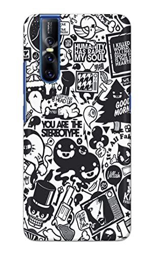 Image of Printed Hard Back Cover Case for Vivo V15 Pro Back Cover (Mixed Cartoon) -1302