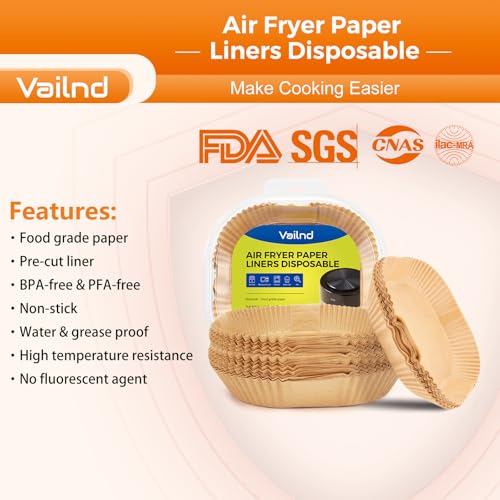 Air Fryer Paper Liners: 250Pcs Parchment Paper Sheets, Air Fryer Liner Disposable, Oilproof Waterproof Airfryer Basket Liner Square (6.5inch)
