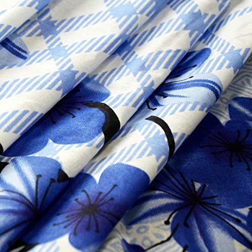 Image of Divine Casa Glace Cotton 120 GSM Reversible Lightweight Printed Single Bed AC Dohar Blanket Quilt - Deep Blue and Black