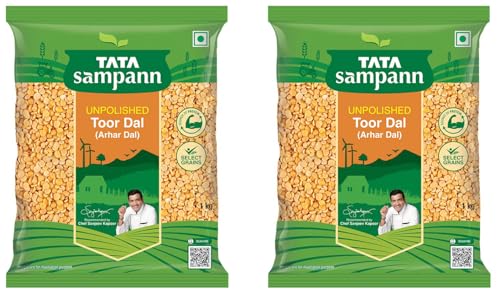 Image of Tata Sampann Unpolished Toor Dal (Arhar Dal), 1kg (Pack of 2)