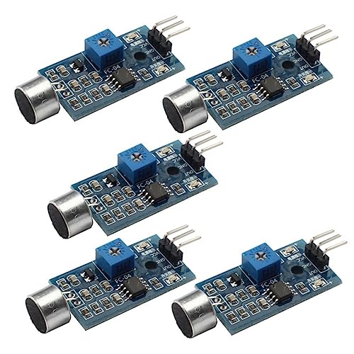 Hohopeti 5pcs Sound Voice Sensor Module High Sensitivity Sound Detection Switch Digital Potentiometer Adjustment
