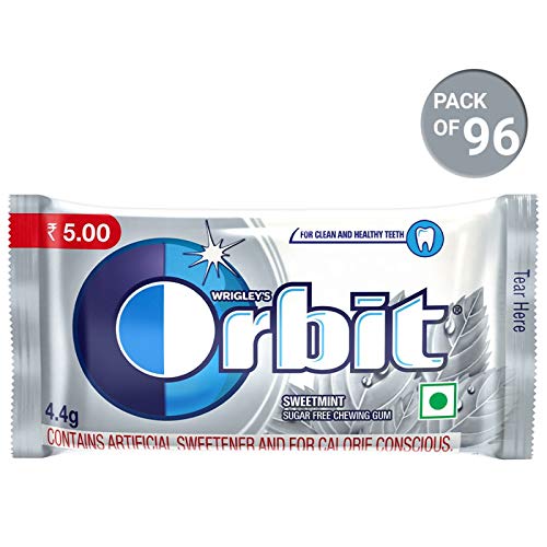 Image of Orbit Sweetmint Flavoured Sugar Free Chewing Gum, 4.4g (Pack of 96)