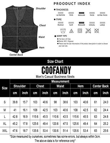 Coofandy Men's Herringbone Tailored Waistcoat Single Breasted Classic Dress Vest Khaki Xx-Large #TOP4