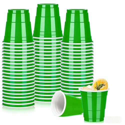 Pineburg 50Pack 2oz Disposable Shot Glasses - Green Plastic Mini Cups for St. Patricks Day Spring Parties & Early Season Celebrations