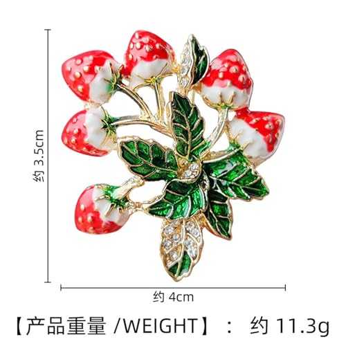Image of coadipress Cute Strawberry Enamel Brooch Pins for Women Red Strawberry Dripping Oil Fruit Brooches Fashion Elegant Fruit Lapel Pin Badge Jewelry Gift