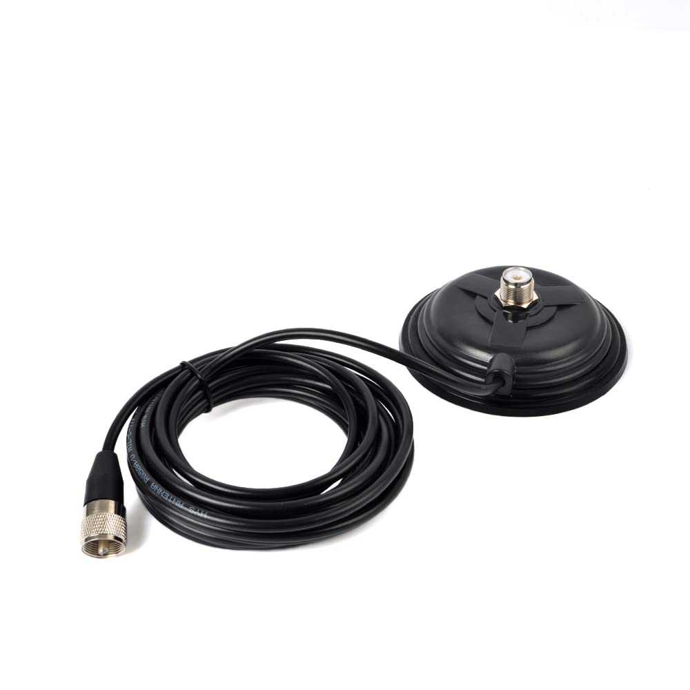 YNISBT Heavy-Duty SO239 Magnetic Antenna Mount Base W/5M(16.4ft) Low Loss RG58 Cable PL259 Connector for Anytone BTECH Icom Car Truck Mobile Radios