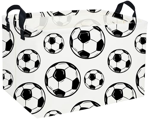 Image of Essme Rectangular Soccer Basket Kids Storage Box,Boys Storage Bins Organizer with Handles for Room Decor, Kids Basket,Shelf Basket.(Soccers)