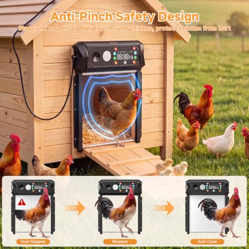 Image of Automatic Chicken Coop Door Solar Powered, Large 9.45 inchX10.24 inch Opening