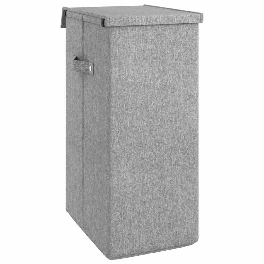 Cesto Biancheria Pieghevole Grigio 26x34,5x59,5 cm Lino Finto | Con Coperchio, Borsa Interna Rimovibile, Manici Laterali, Facile da Montare