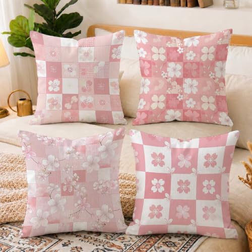 Housse de coussin extérieur imperméable 60x60 rose géométrique - 6