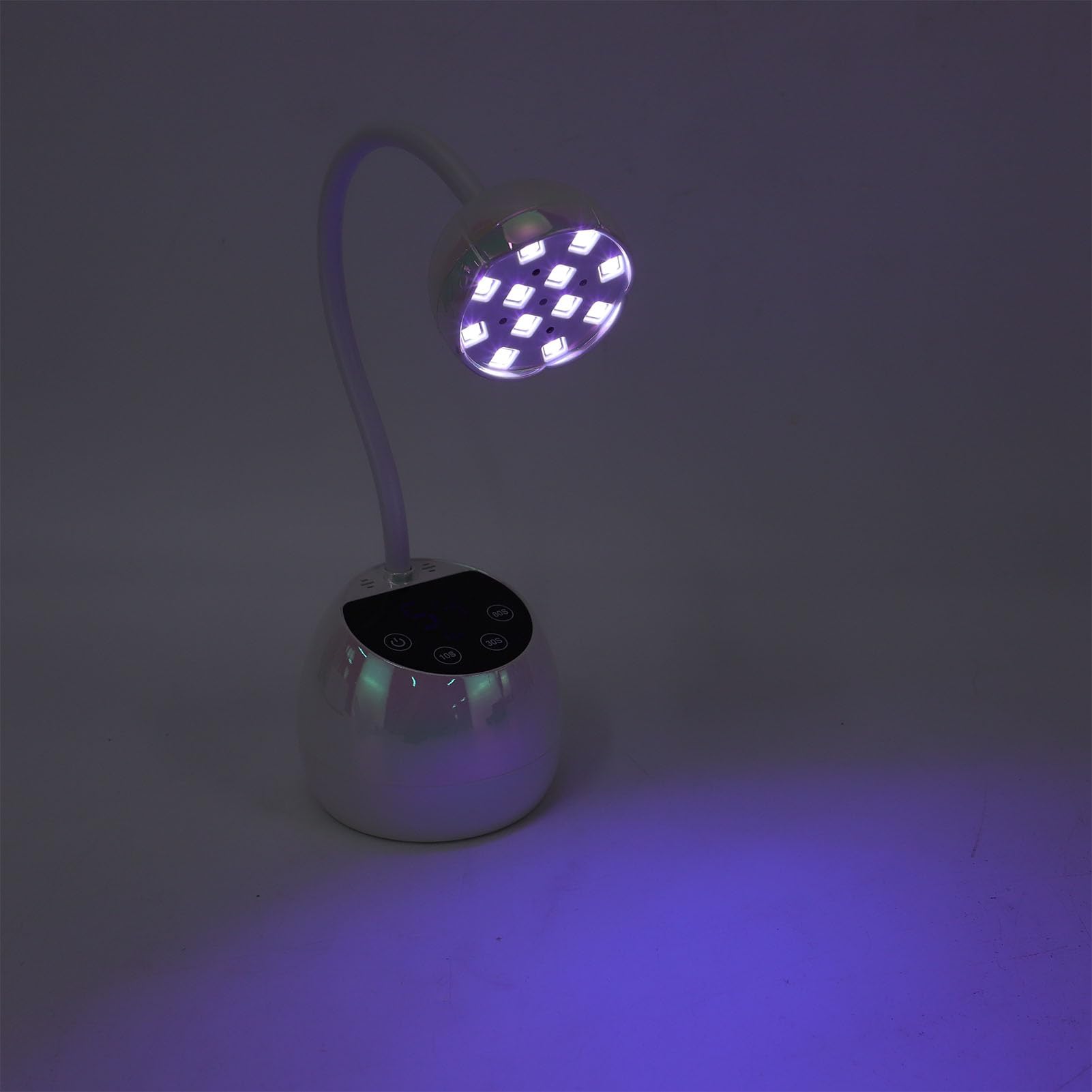 Lámpara LED Inalámbrica con Cuello de Cisne, Secador de Uñas de Secado Rápido para Manicura de Esmalte en Gel, Perfecta Tanto para Principiantes como para Profesionales (Galvanizado blanco