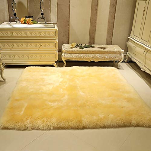 Preisvergleich Produktbild AOIPO Künstliche Nachgemachte Schaffellteppichpelz Waschbare Wollteppichwinter Warme Pelzmatratze Für Wohnzimmerschlafzimmersofa,Yellow-120... / 3.9×5.9ft