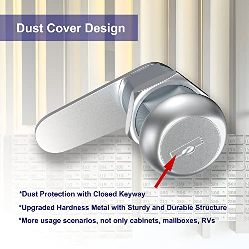 Jayseon 6 Pcs Mailbox Lock, 1-1/8" Cabinet Locks And Cam Locks For Toolbox Keyed Alike, Secure Drawer And File Cabinet With Dust Cover, Zinc Alloy #TOP3