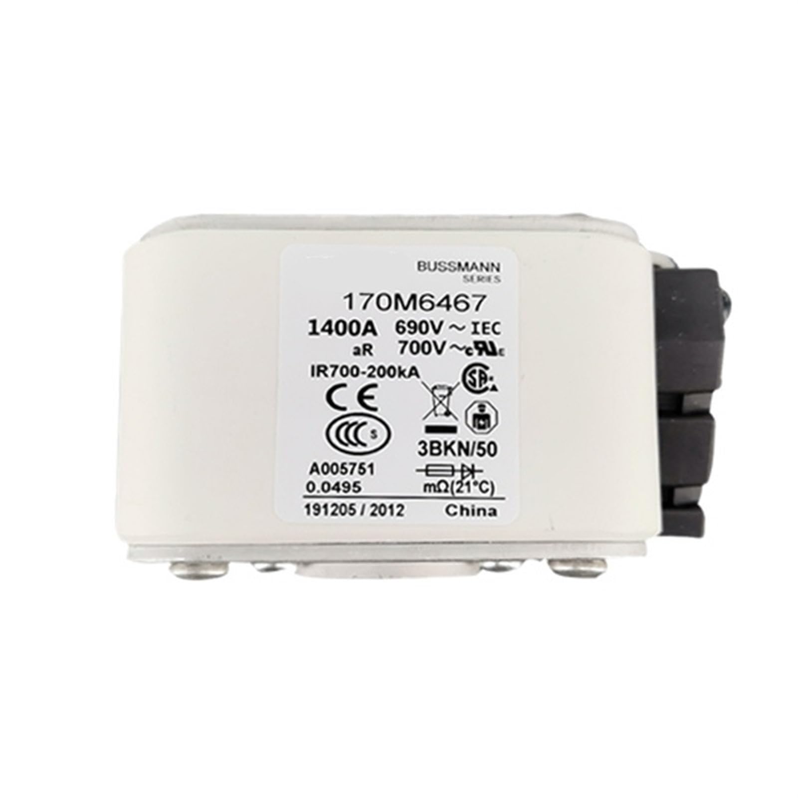 Fusible 170M6467 170M6462 haute performance de taille 3 pour disjoncteur