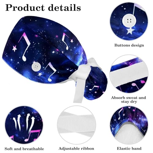 Image of Women's Working Caps Bouffant Surgical Cap with Bow Scrunchies Little Daisy Art Paint Ponytail Holder Tie Back Scrub Hat