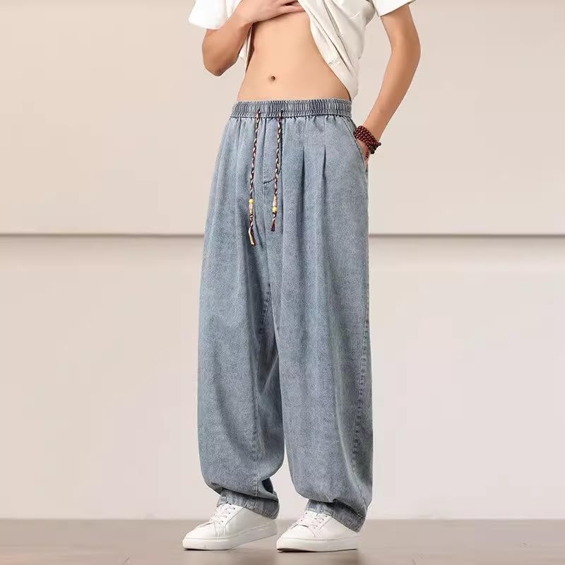 LIXINGHEITANG Summer Retro Chinese Style Loose Large Size Trousers Breathable Casual Thin straightleg Washing Jeans4