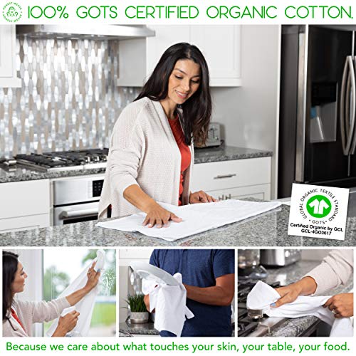 Honest Weave Gots Certified 100% Organic Flour Sack Cotton Kitchen Hand And Dish Towel Sets - Extra Large 27X27 Inches, Fully Hemmed, 12-Pack, Natural Tan #TOP6