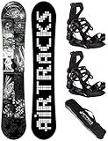 Airtracks Herren Snowboard Set Freeride Freestyle - Pixel Bomb Carbon Flat Zero Rocker Wide Snowboard 163 - Softbindung Master XL - SB Bag
