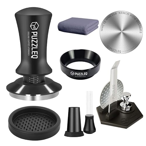 54mm Espresso Accessories Kit, Spring Loaded Calibrated Tamper,mat，WDT Tool，Dosing Funnel，Puck Screen kit，Basket Removal Tool ，Cleaning ClothSet,Fits 54mm Breville Espresso Coffee Machines (54MM)
