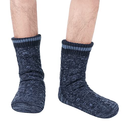 Winter Mens Fluffy Warm Fleece Lining Slipper Socks Sleeping Socks Christmas Socks2