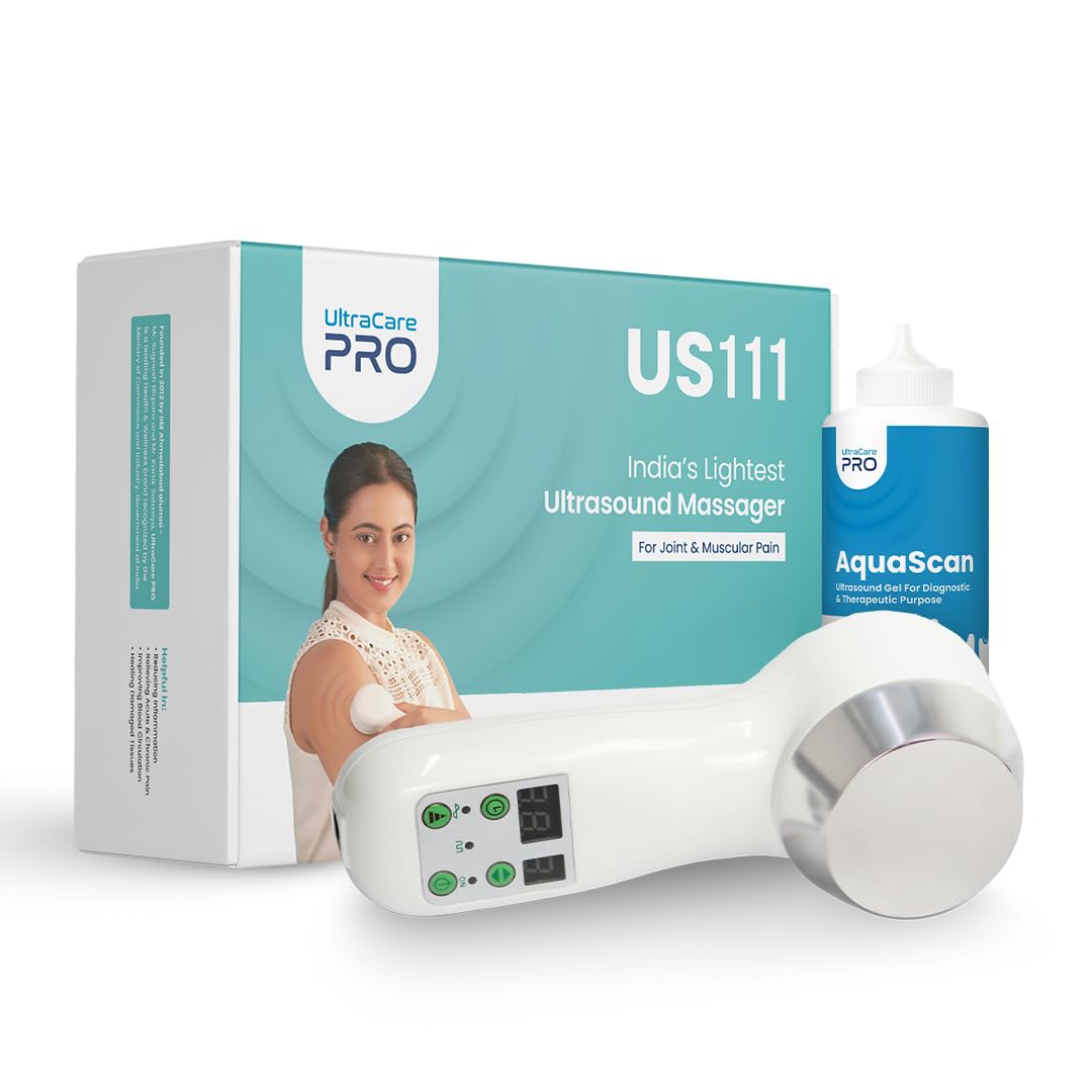 UltraCare PRO US 111 Portable Ultrasound Machine for Physiotherapy | Equipment for Home & Clinic | Massager for Back, Knee, Shoulder & All Kinds of Joint & Muscle Pain Relief with 1 Yr Warranty,White