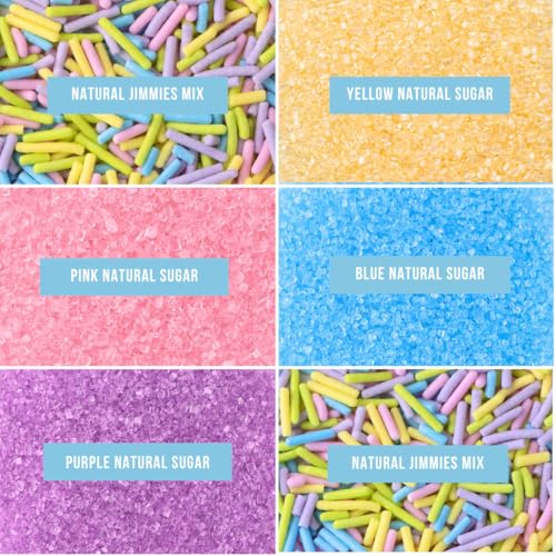 Image of Sweets Indeed Dye Free Pastel Sprinkles 6 Cell, Yellow Blue Purple and Pink Sugar with Pastel Jimmies, No Artificial Dyes, Edible Cake Decorations Baking Ice Cream Cookies Cupcake Topper, 2.75 ounces