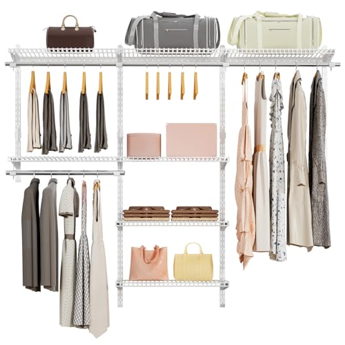 Vilaxing Wire Closet Organizer System, Wall Mounted 6.5 Ft. Custom Closet Kit for Bedrooms,...
