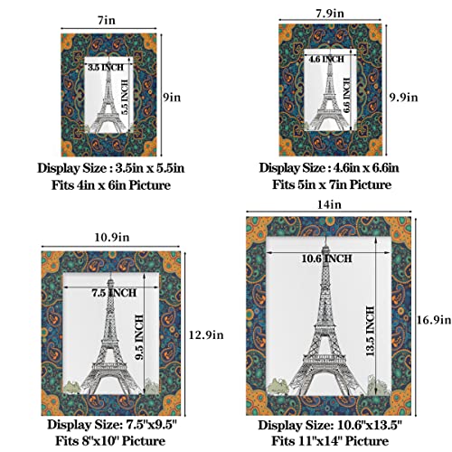 Ourtheme Colorful Indian Mandala 8X10 Picture Frame Fits Display 5X7 Or 8X10 Photos Mandala Flowers Wooden Photo Frame For Display Desktop Or Wall Home Decor Picture Frame thumb #2
