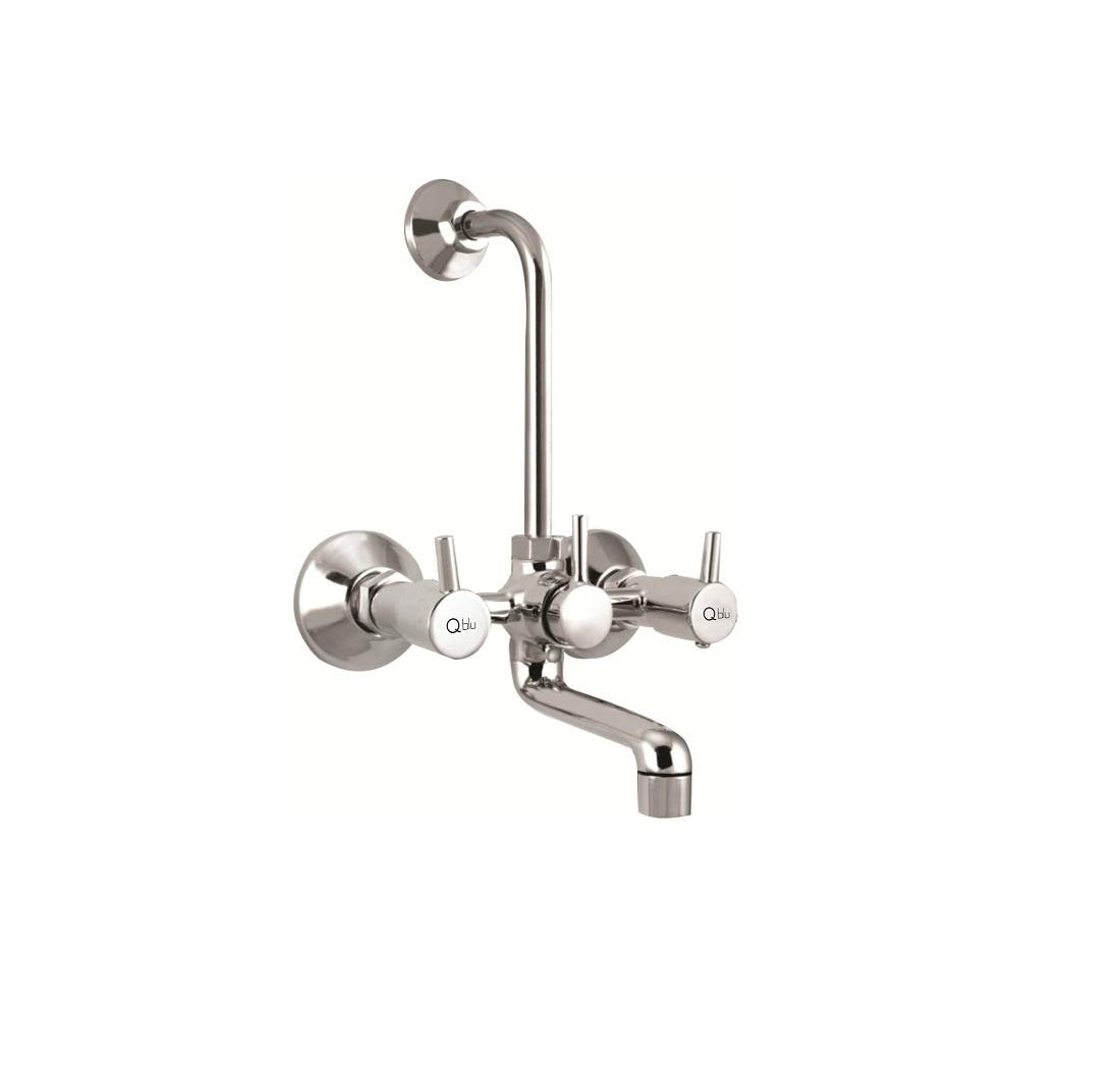 Qblu Flora Wall Mixer with L Bend Pipe and Flanges (Chrome)