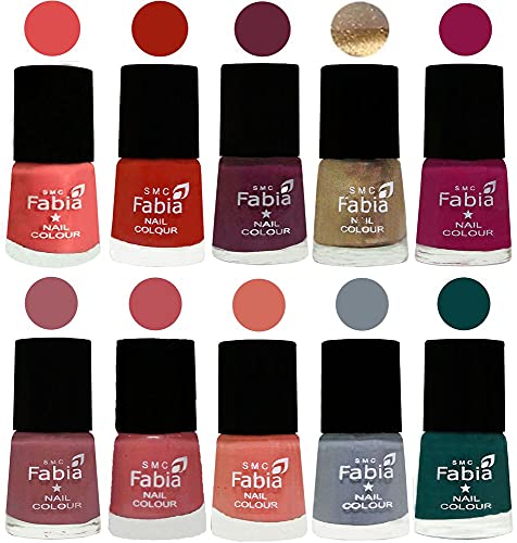 Image of ALL IN ONE (PACK OF 10), Long Lasting Glossy Nail Polish, 6 ml Each, All Vibrant Colours,01804